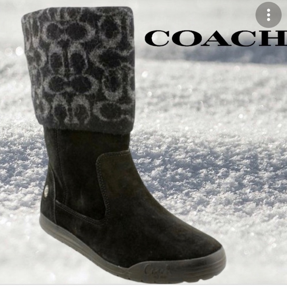 Coach Black Winter Boots with Signature Pattern